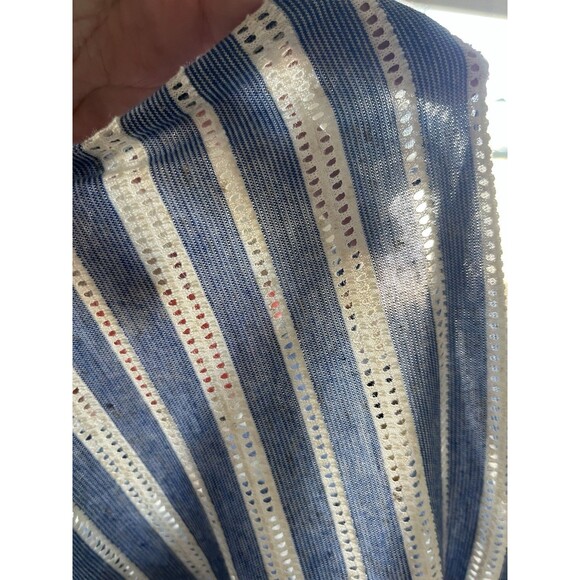 Free People Azalea Stripe Top Size Small Oversized Boho Blue & White - Picture 10 of 10